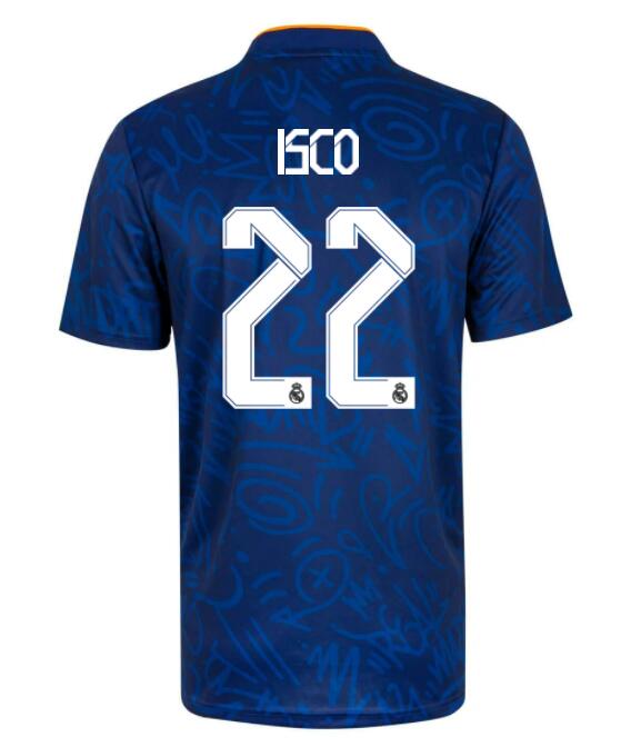 2021/22 Real Madrid Away Kit Soccer Jersey with Isco 22 printing